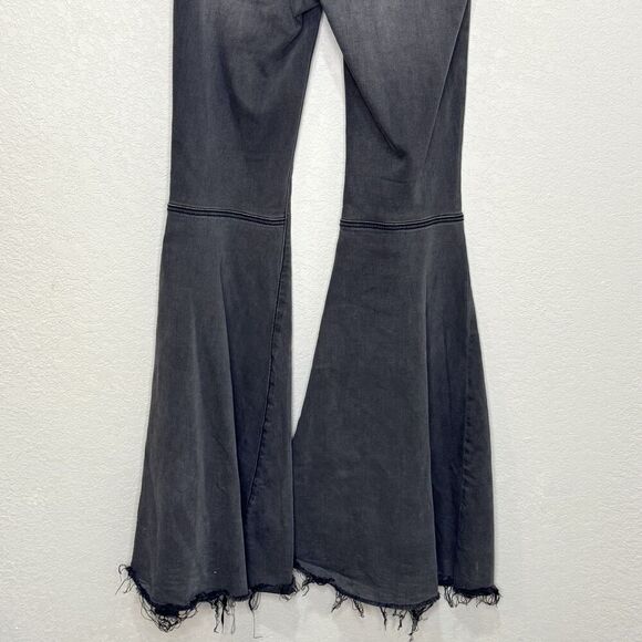 We The Free Jeans 26 Black Just Float On Flare Bell Bottom Distressed Boho - Picture 9 of 12